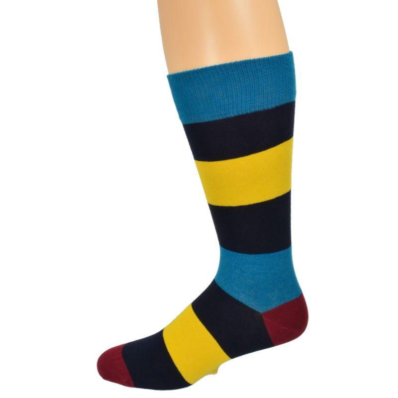 Men's Combed Cotton Crew Socks Colorful Rugby Striped Patterned - 3