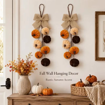 Thanksgiving Velvet Pumpkin Hanging Ornament Burlap Bow Artificial Plush Pumpkin Garland Fall Door Wall Harvest Festival Party
