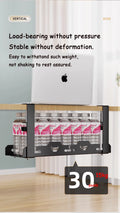 Storage rack with bottles on a wooden surface, text about load-bearing and stability.