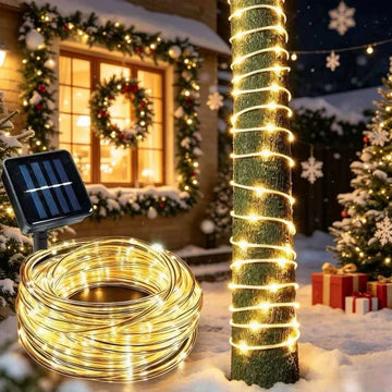 Outdoor Solar Rope String Lights 200/100/50 LED Waterproof Fairy Light for Christmas Garden Lawn Tree Yard Fence Pathway Decor