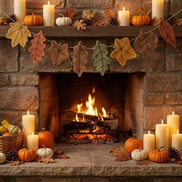 Thanksgiving Fall Themed Maple Leaf Felt Banners Autumn Harvest Halloween Party Fireplace Wall Home Decoration