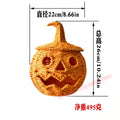 A woven pumpkin-shaped decorative container or planter with a pointed hat, shown on a white background with dimension arrows and text indicating diameter 22 cm, height 26 cm, and weight 495 g.