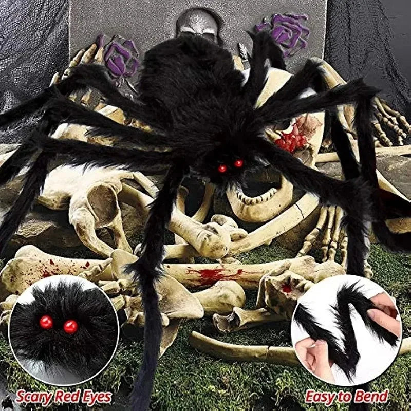 Halloween spider decoration with skeleton and墓地 background