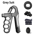 Hand grip strengthener with accessories on a white background