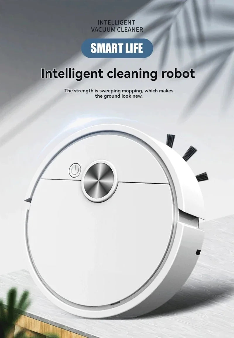 Intelligent cleaning robot with 'Smart Life' branding on a light background