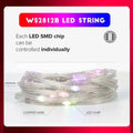 WS2812B LED string with copper wire and LED chips on a white background
