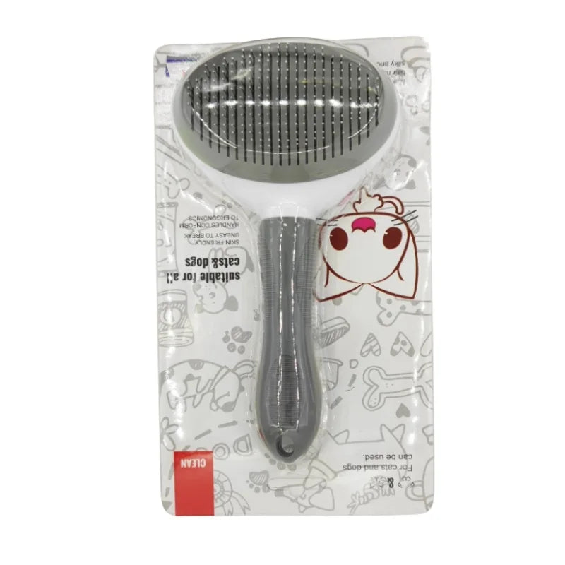 Pet grooming brush in packaging with brand logo on a white background