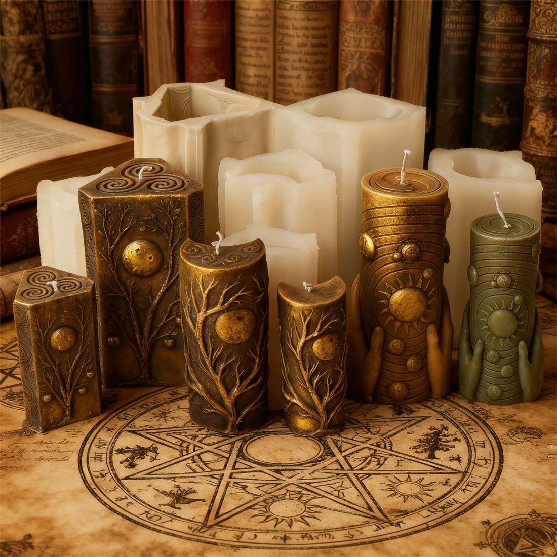 3D Moon Cylinder Candle Silicone Mold DIY Relief Sun Moon Face Scented Candle Plaster Making Tool Home Decor Handmade Gift