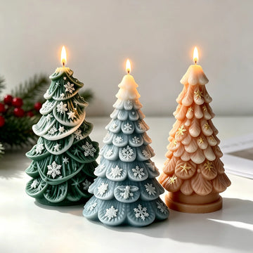 Snowflake Stars Relief Christmas Tree Silicone Mold DIY Aroma Candle Plaster Painting Crafts Mould Xmas Candle Making Supplies