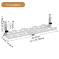 Expandable metal bracket with dimensions on a white background