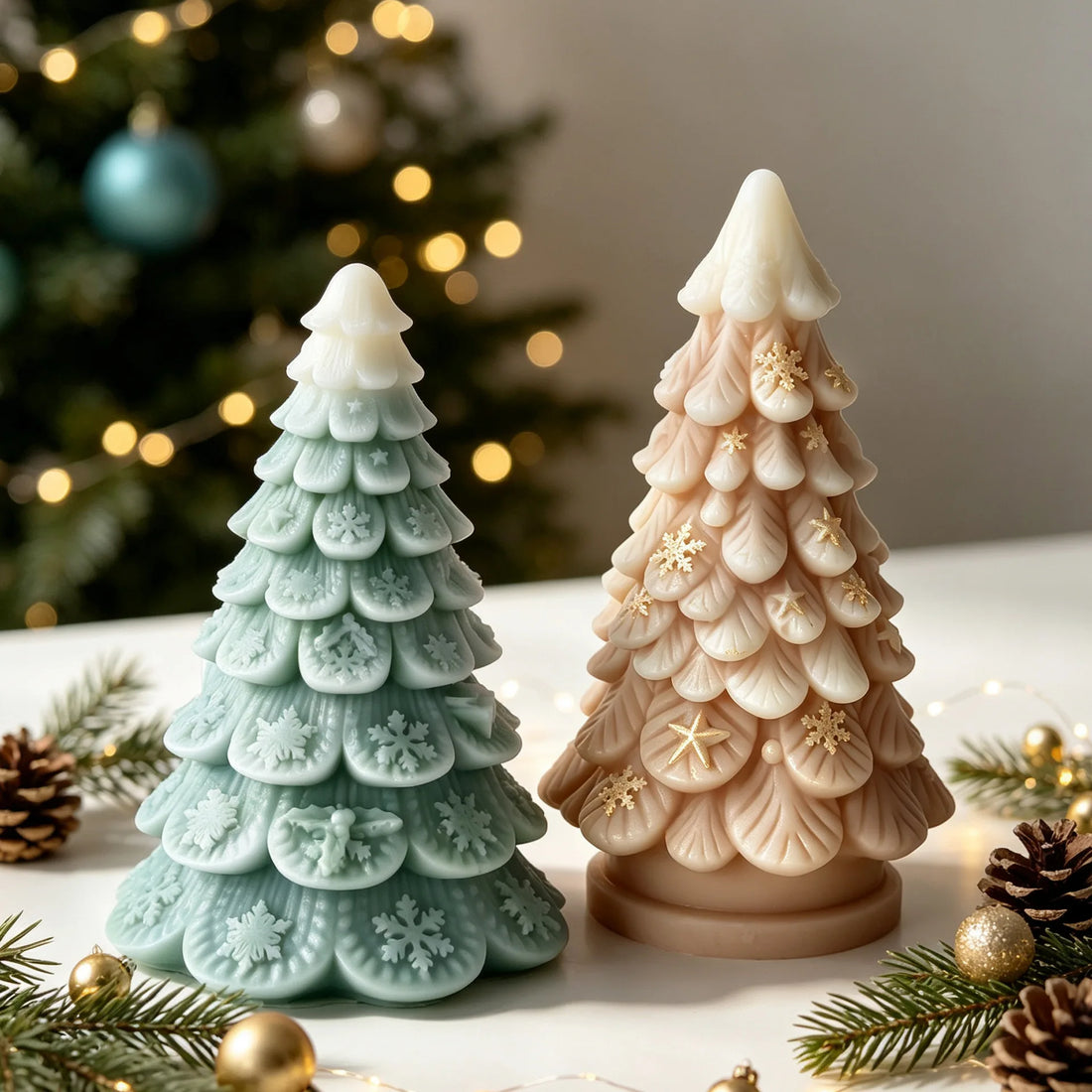 Snowflake Stars Relief Christmas Tree Silicone Mold DIY Aroma Candle Plaster Painting Crafts Mould Xmas Candle Making Supplies