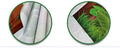 Two circular images showing fabric swatches with different textures and patterns.