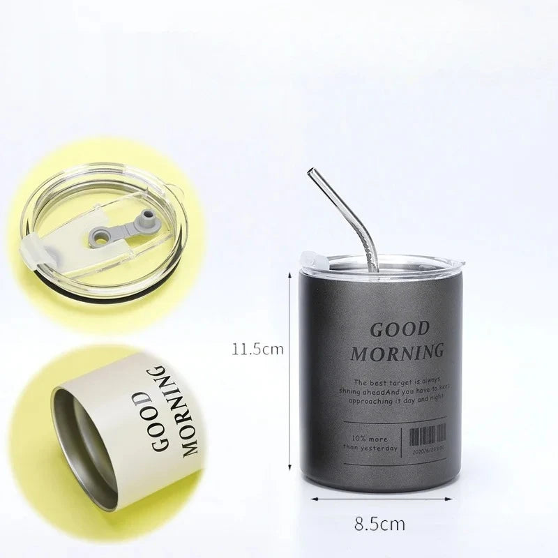 600ML Stainless Steel 304 Insulated Cup with Straw Double-Layer Reusable Tumbler for Iced Americano Coffee Cold Water Portable