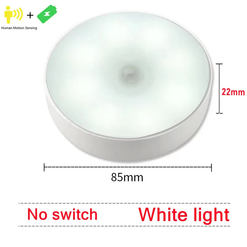 Round white light sensor with dimensions and features on a white background
