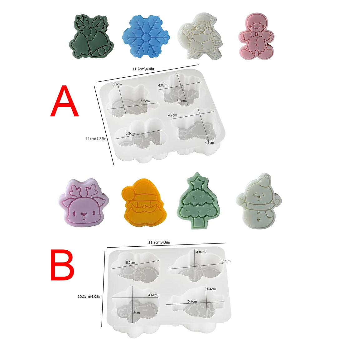 Christmas 3D Elk Santa Snowman Xmas Tree Silicone Mold Gingerbread Man Snowflake Mould DIY Candle Soap Gypsum Resin Craft Mold