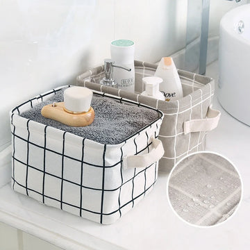 Random Cotton Hemp Storage Basket with Handheld Printed Tabletop, Miscellaneous Sorting Cabinet, Small Clothing, Fabric Storage