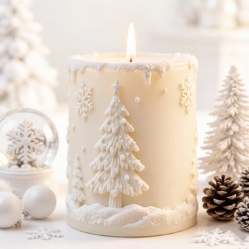 3D Christmas Snowflake Cylinder Candle Silicone Mold DIY for Aroma Wax Plaster Resin Soap Craft Holiday Home Decor Gift