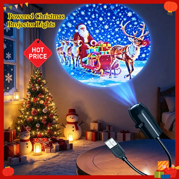 USB Powered Projector Christmas gift Lights Santa Claus Gingerbread Man elk Patterns Spotlight Indoor Party Navidad Decorate