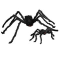 Two black spiders with red eyes on a white background