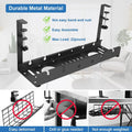 Black metal wall mount with durability features on a white background