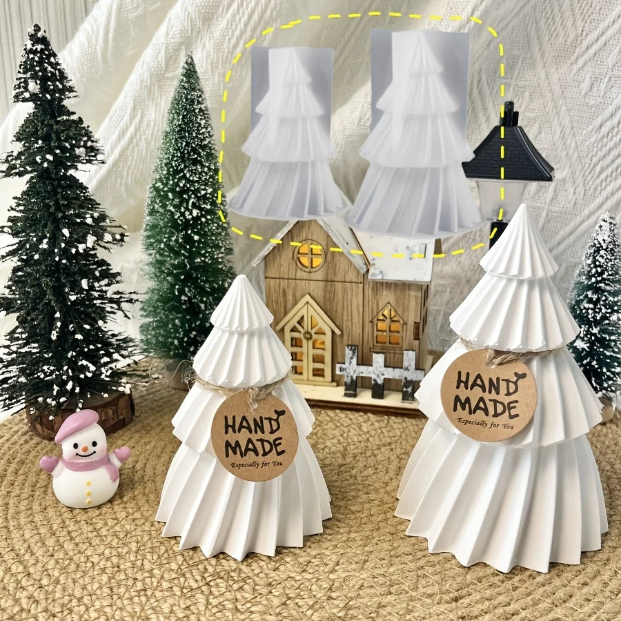 2pcs DIY Resin Molds for Christmas Tree Ornaments - Silicone Candle, Plaster, and Resin Crafting Molds with Festive Snowflake