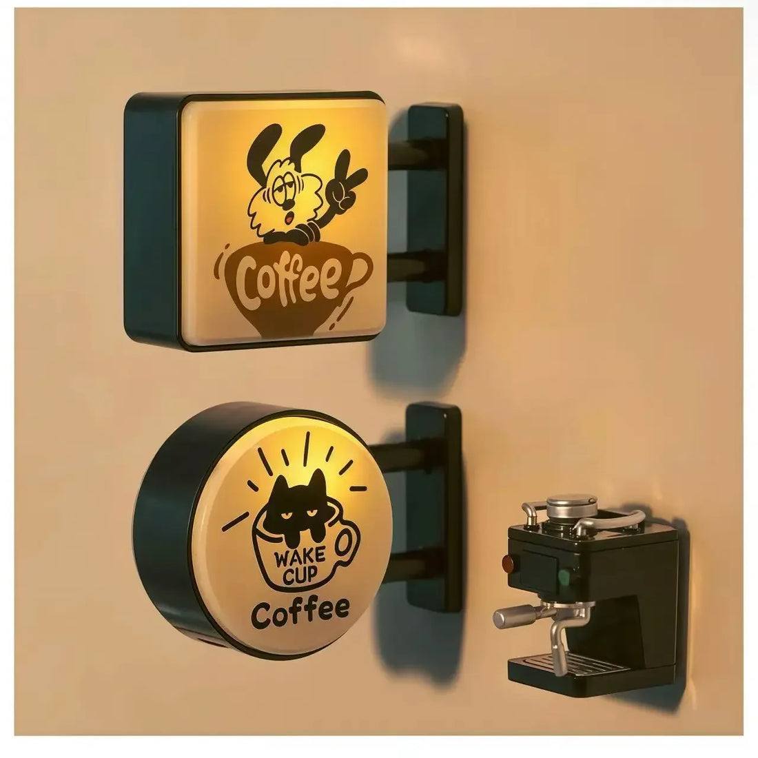 Coffee Corner Creative Atmosphere Light Sign Fridge Magnet Magnetic Home Miniature Pegboard Coffee Shop Glowing Decoration